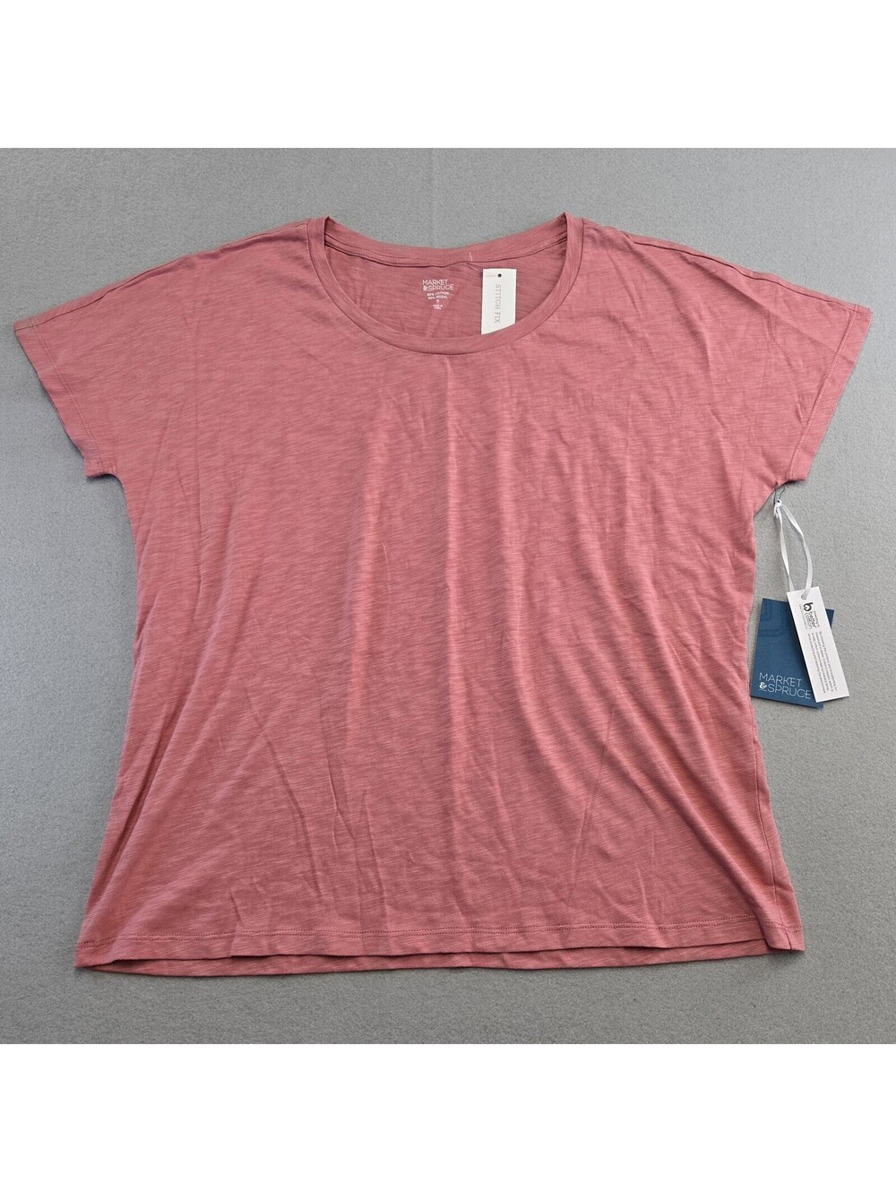 Market & Spruce Gracia Slub Tee Womens XL Pink Cotton Modal Blend Crew Neck NWT